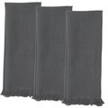 Dunroven House Dunroven House ORK313-CHAR Slub Texture with Frayed Edge Towel; Charcoal - Set of 3 ORK313-CHAR